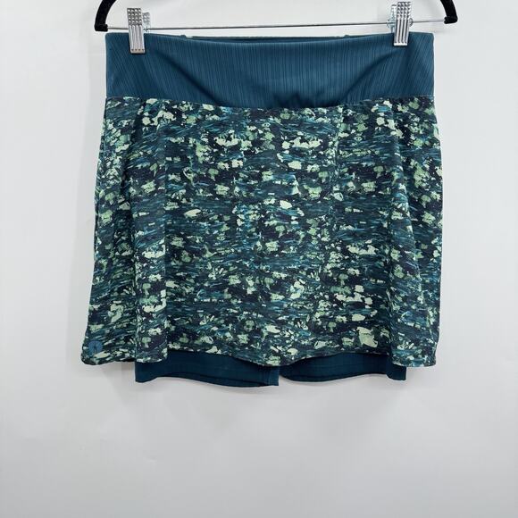 Smartwool Active Womens Lined Skirt Skort Sz M Green Printed Pockets 16" Length - Picture 1 of 15